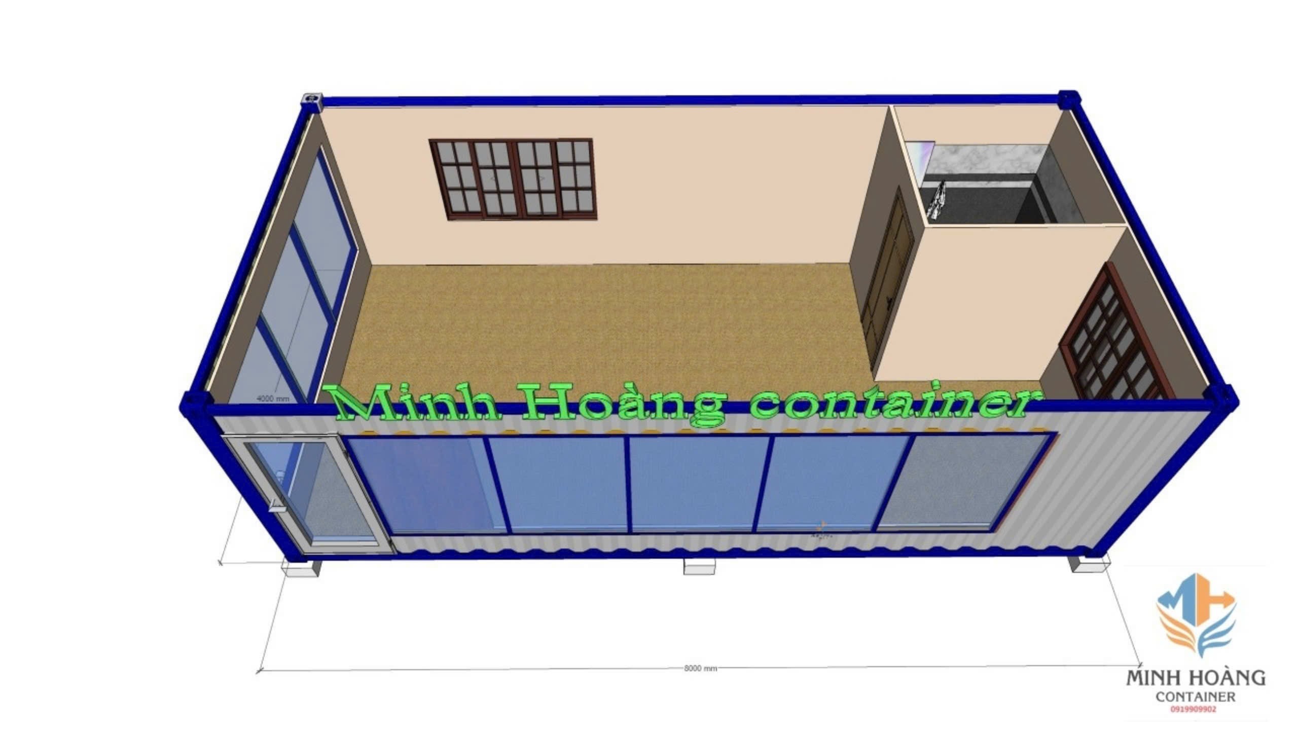 Container nhà ở ghép khung cửa kính